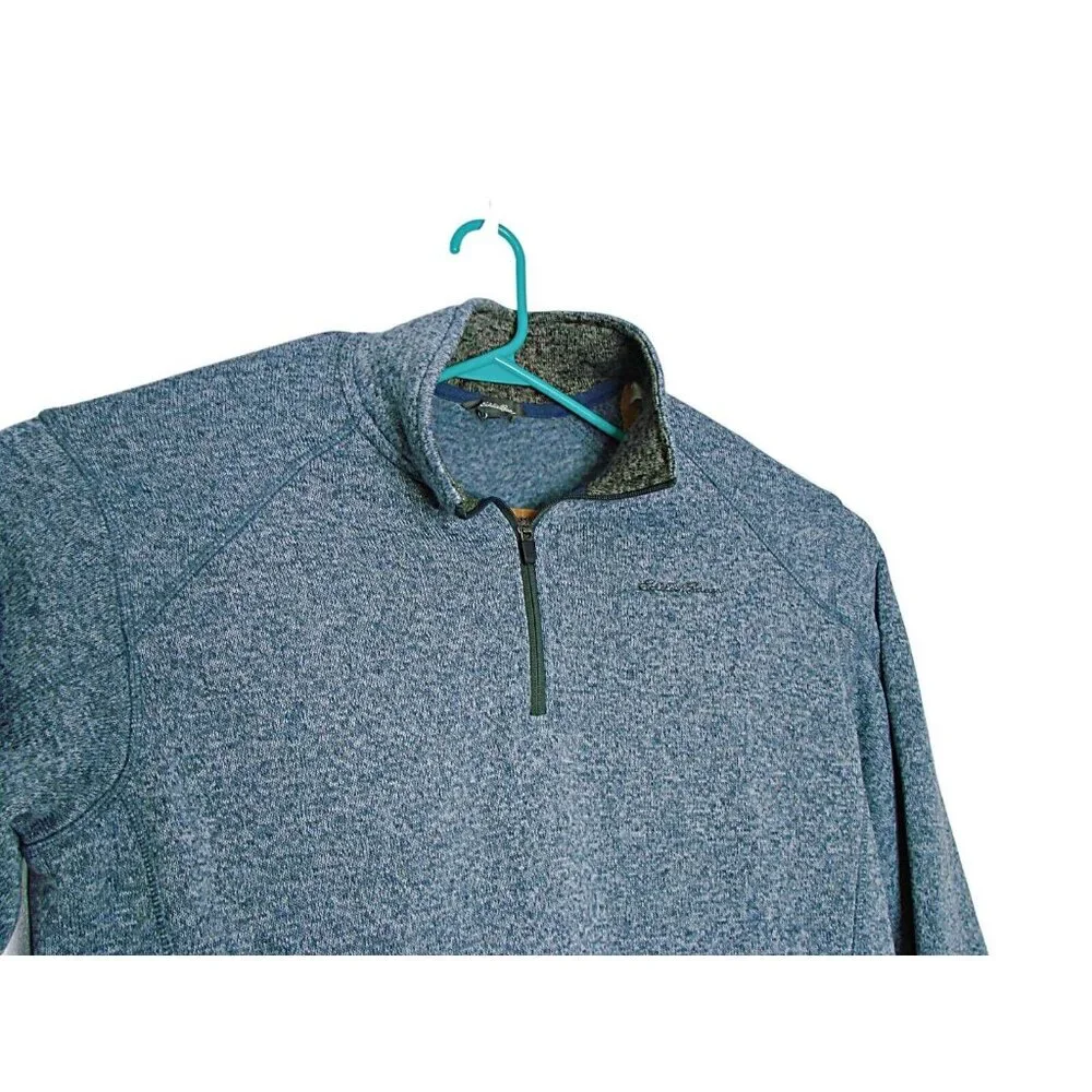 Eddie Bauer Mens Radiator Fleece Pullover 1/4-Zip Heather Blue Mock Neck Size XL